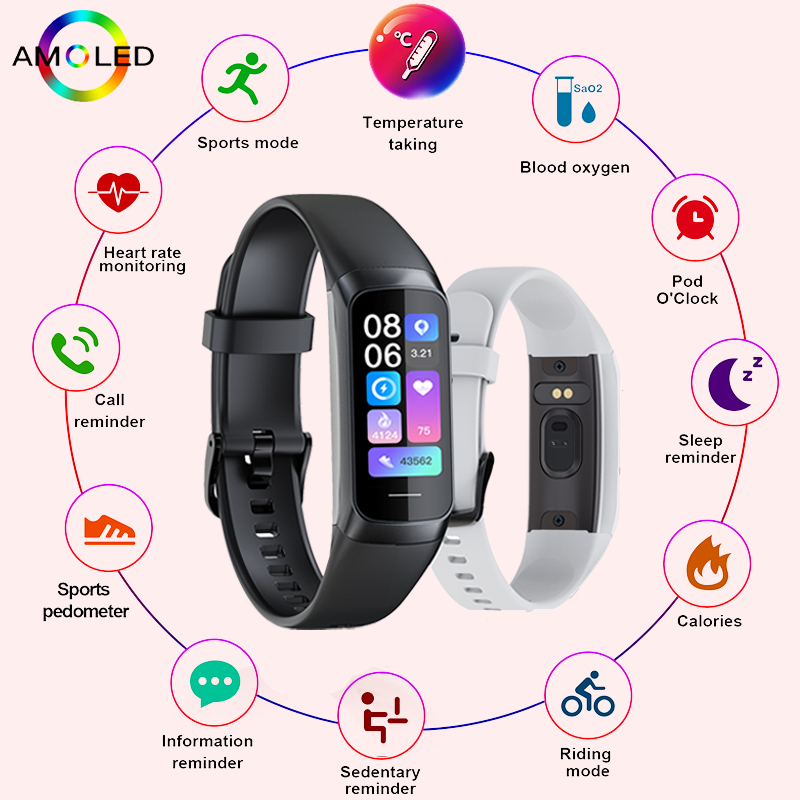 Smartwatch Health Watches For Men - LIGE 1.1 Inch Amoled Heart Rate