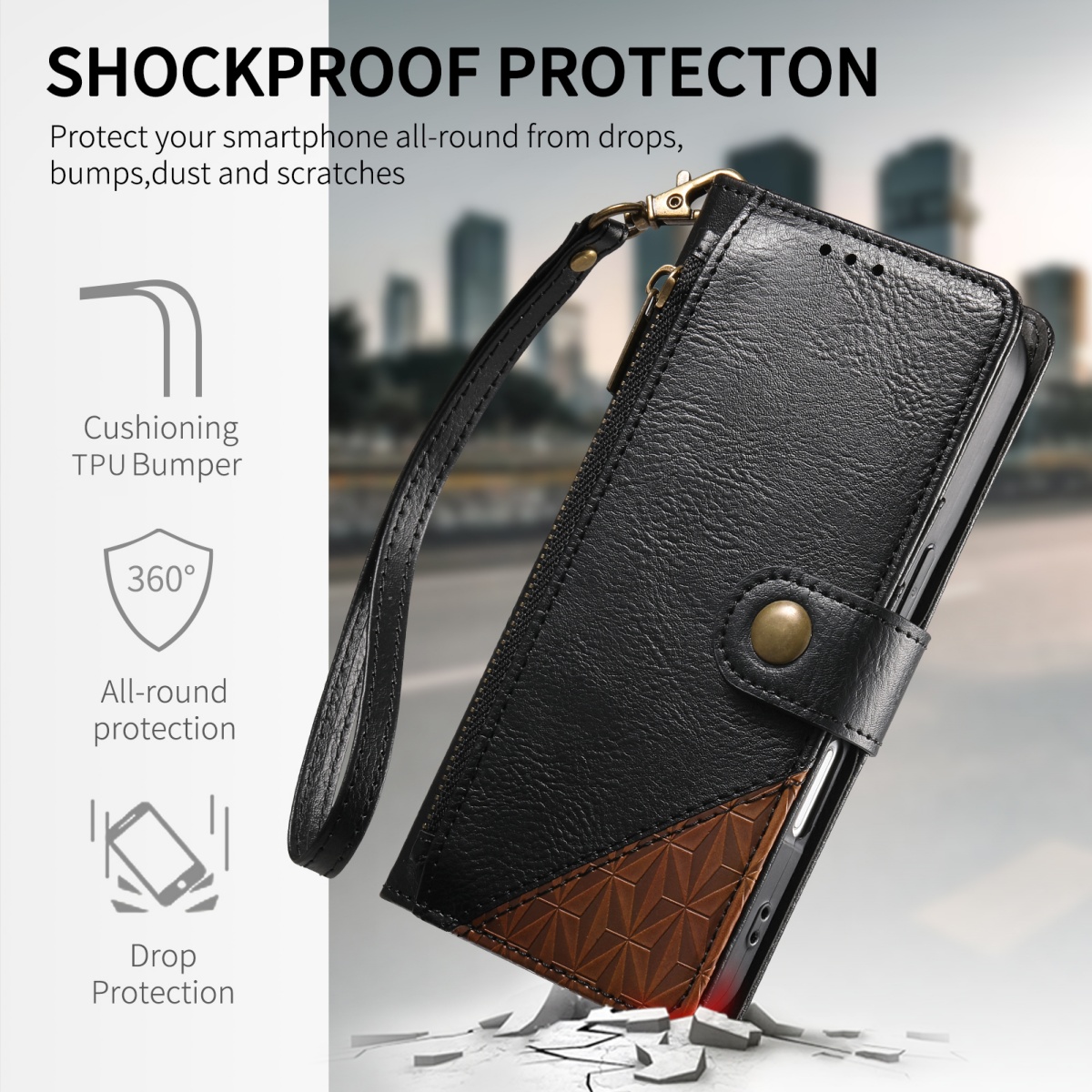 PU Leather Zipper Wrist Strap  - đánh giá và giá Samsung Galaxy Strap