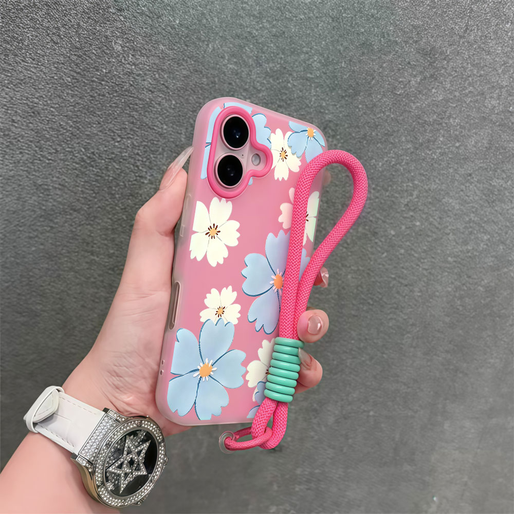 Light Blue White Floral Phone  - đánh giá và giá Samsung Galaxy Strap