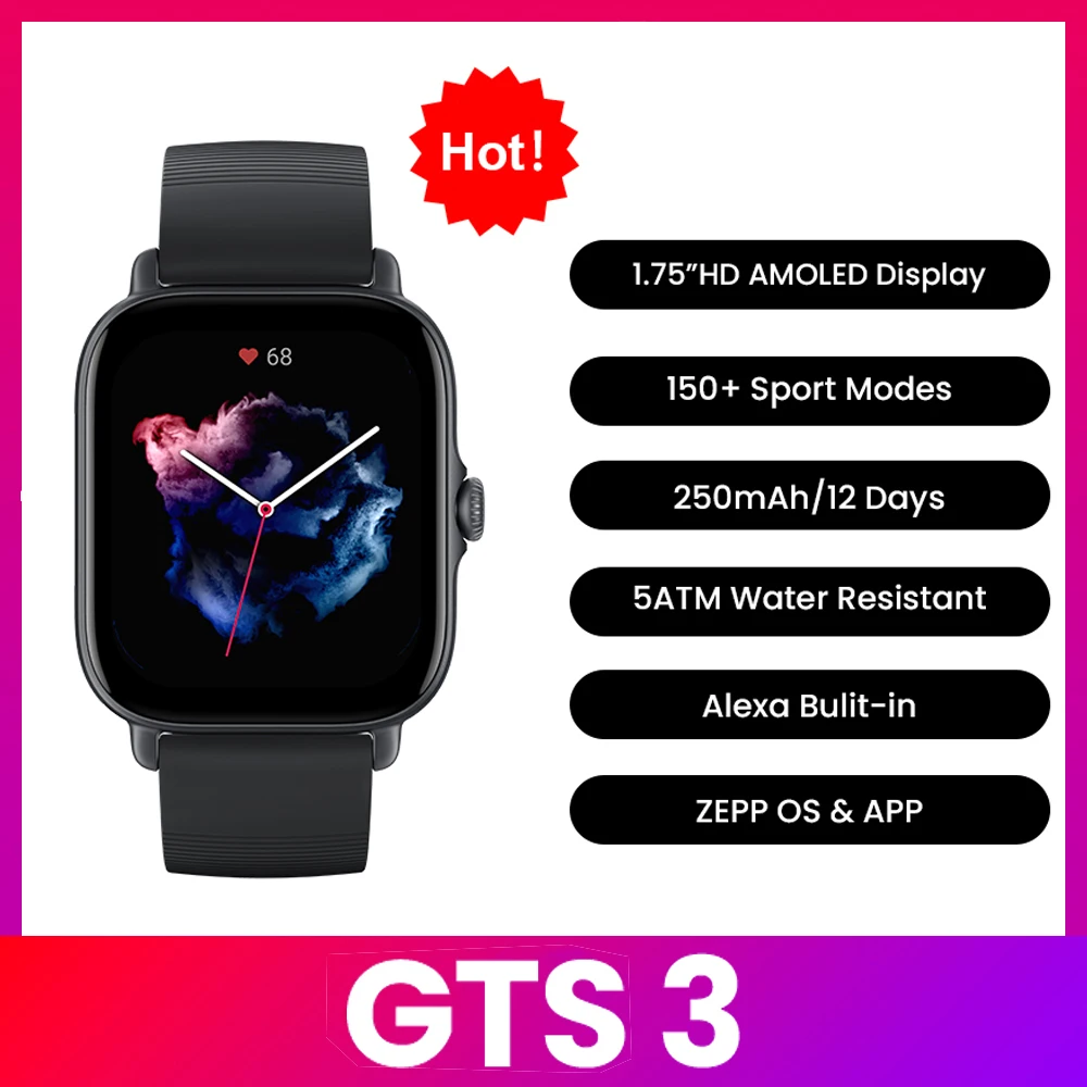 Amazfit GTS 3 Smartwatch  5ATM - đánh giá và giá Smartwatch Refurbished Watches